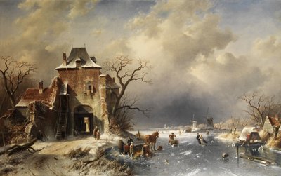 Dutch Winter Landscape by Charles Henri Joseph Leickert